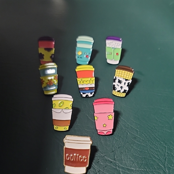 Other - **Colorful Coffee Cup Enamel Pins**